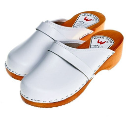 Damskie solidne wsuwane skórzane drewniaki marki Wójciak Podhale