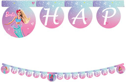 Baner urodzinowy Happy Birthday Barbie - 1 szt.