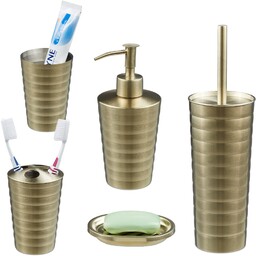 Relaxdays Zestaw łazienkowy, 5-częściowy, akcesoria łazienkowe ze stali