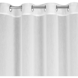 Firana biała o strukturze drobnego deszczyku przeplatana złotą