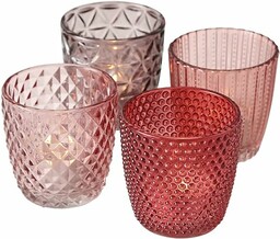 Boltze Zestaw świeczników Marilu 4-częściowy (liliowy/różowy, dekoracyjne słoiki