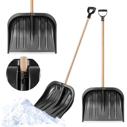 Łopata do śniegu 132 cm, czarna drewniany trzonek