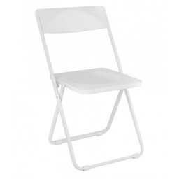 Składane krzesło Slim białe, minimalistyczne, niewielkie, konferencyjne, eventowe