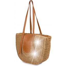 Brązowa Torba damska na lato pasek suwak boho