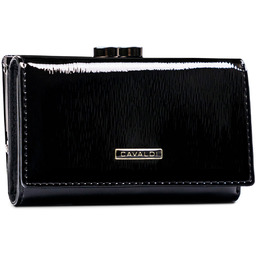 Rozbudowany portfel damski portmonetka z lakierowanej skóry naturalnej