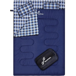 Podwójny śpiwór z 2 poduszkami, wodoodporny, lekki, 2-osobowy