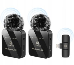 2x Bezprzewodowy Mikrofon Krawatowy Puluz do Telefonu iPhone