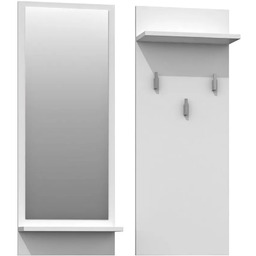 Elior Biały komplet wieszak i lustro W5-R55