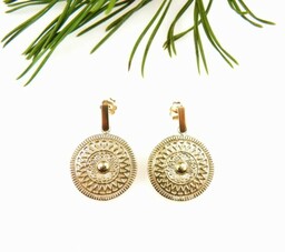 Kolczyki srebrne pozłocone z mandalą