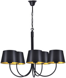 Lumes Czarny abażurowy żyrandol z regulacją wysokości -