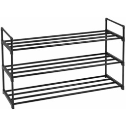 Metalowa szafka na buty, 3 przegrody, czarna