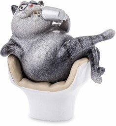 Figurka dekoracyjna kot kotek otyły szary na fotelu