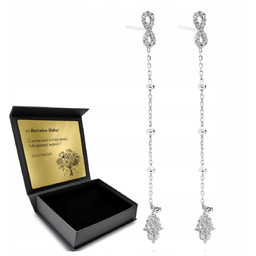 Kolczyki Srebrne Hamsa Ręka Fatimy Z Cyrkoniami Orientalne