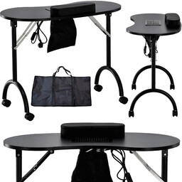 Składany stolik kosmetyczny do manicure z pochłaniaczem mobilny