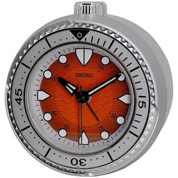 Seiko Zegar Budzik Srebrno-Pomarańczowy