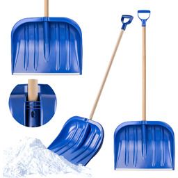 Łopata do śniegu 132 cm, niebieska drewniany trzonek