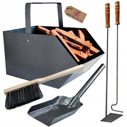 Węglarka pojemnik na drewno węgiel łopatka pogrzebacz przybory