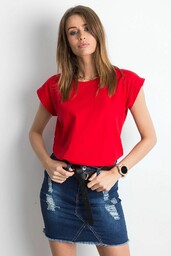 Gładki t-shirt damski czerwony