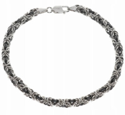 Bransoletka Srebrna Oksydowana Splot Królewski Okrągły 4,50 mm