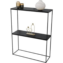 Konsola metalowa loft do przedpokoju dwie półki 60x20x80