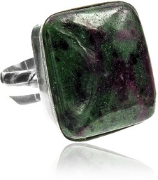 Rubin Zoisyt Wyjątkowy Pierścionek Srebro R10-26