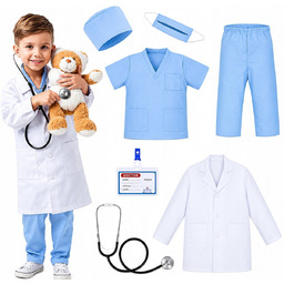Strój Lekarza Niebieski Doktor Pediatra Lekarz Chirurg