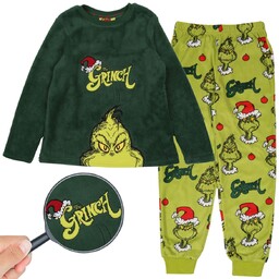 The Grinch Zielona, polarowa piżama dziecięca, ciepła, długi