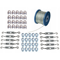 Zestaw do montażu Lina stalowa 4mm w Pcv