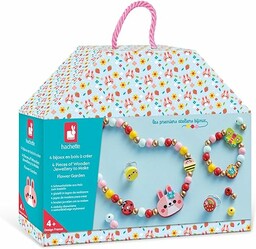 Janod 4 drewniane elementy biżuterii do stworzenia Flower