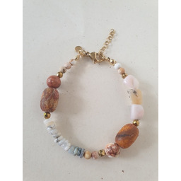 Pakamera Bransoletka BOHO z opalem dendrytowym, agatem drzewnym,