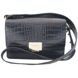 Modna torebka skórzana - CROCO - Czarna
