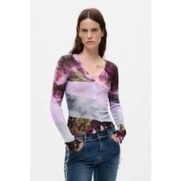 Desigual sweter z dekoltem v we wzory