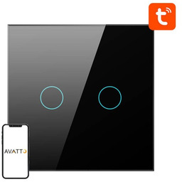 AVATTO Włącznik światła ZTS02-EU-B2 ZigBee 2-kanałowy (czarny)