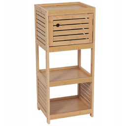 Regał Łazienkowy Bambusowy Szafka Drzwi 2 Półki Słupek