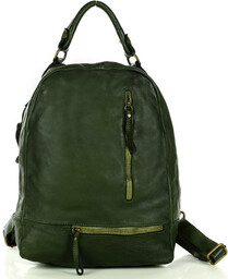 Marco Mazzini Plecak genuine leather handmade classic zielony