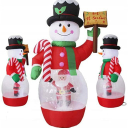 Bożonarodzeniowy Dmuchany Bałwan z Lampkami Led i Sztucznym