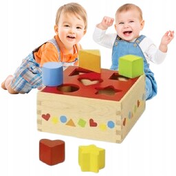 Sorter Drewniany Kolorowy Kostka Edukacyjna
