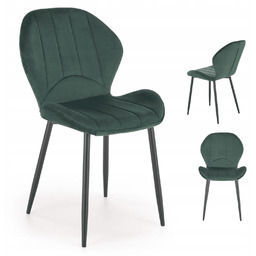 Krzesło Tapicerowane Welurowe Zielone Loft Butelkowa Zieleń Nowoczesne