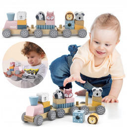 VIGA PolarB Drewniana Kolejka z Wagonikami i Zwierzątkami