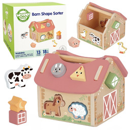 Drewniana farma sorter kształtów i kolorów Woopie Green