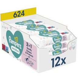 Pampers Sensitive Chusteczki nawilżane, 12x52szt. (łącznie 624 szt)