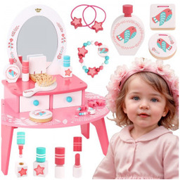 TOOKY TOY Różowa Toaletka Drewniana Do Makijażu