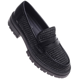 Czarne półbuty loafersy damskie