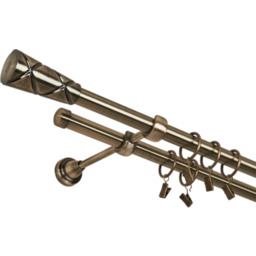 Karnisz podwójny 19/19 mm antyczny mosiądz 160 cm