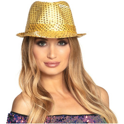 Kapelusz Popstar cekiny złoty
