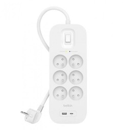 Belkin Listwa przeciwprzepięciowa SurgePlus 6xFR 1xUSB-A 1xUSB-C 650J
