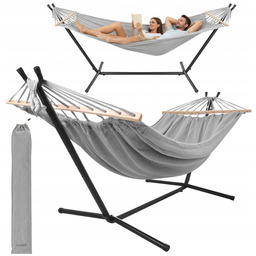Hamak ze Stelażem Ogrodowy Dwuosobowy 200x150cm Mocny Żelazny