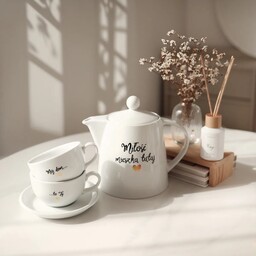 Pakamera Zestaw biały porcelanowy dzbanek 1 litr