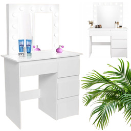 Toaletka kosmetyczna z lustrem LED biała styl nowoczesny