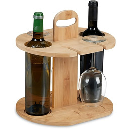 Relaxdays Stojak na wino, bambusowy, stojak na 2